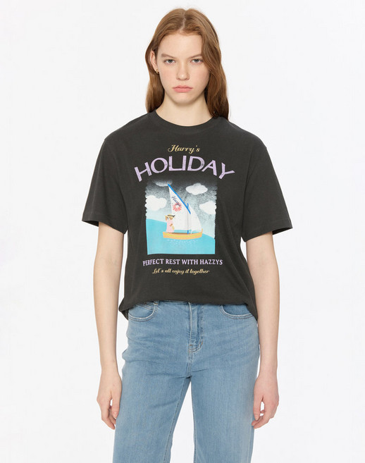 100%정품 헤지스 여성 반팔티셔츠 라운드티 여친선물 여성용 활동성좋은 HSTS5BS15C