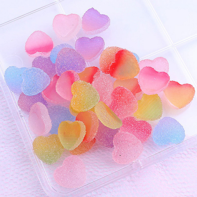 설탕 젤리 6색 그라데이션 투톤 파츠 72개 세트, 하트set, 1개