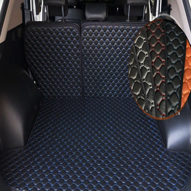 폭스 2020년형 올뉴카니발 가죽 트렁크매트 발판 차박 풀커버, 뷰티풀코란도 트렁크매트, 블랙원단 화이트스티치