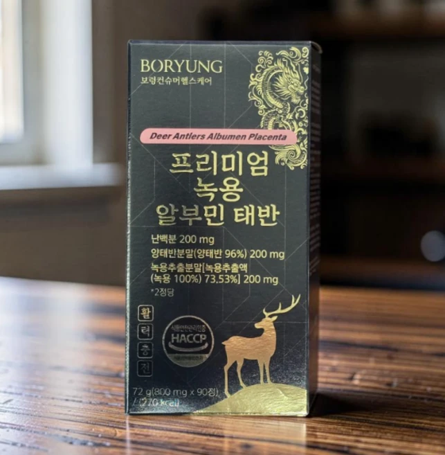 프리미엄 녹용 알부민 태반 난백분 양태반분말 녹용 추출 활령충전 1박스 90정 약국 판매용, 3박스 - 쿠팡