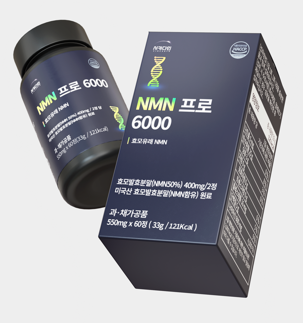 서카다인 NMN 6000 프로 99% 고순도 니코틴산아미드 600mg 나드 활성제, 1개, 60정