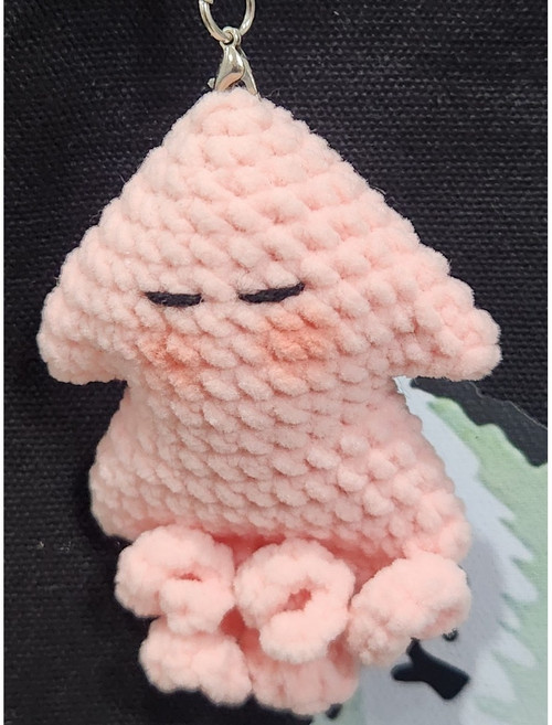 몽글공방 뜨개 인형 손 뜨개 키링 완성품 오징어, 분홍, 1개