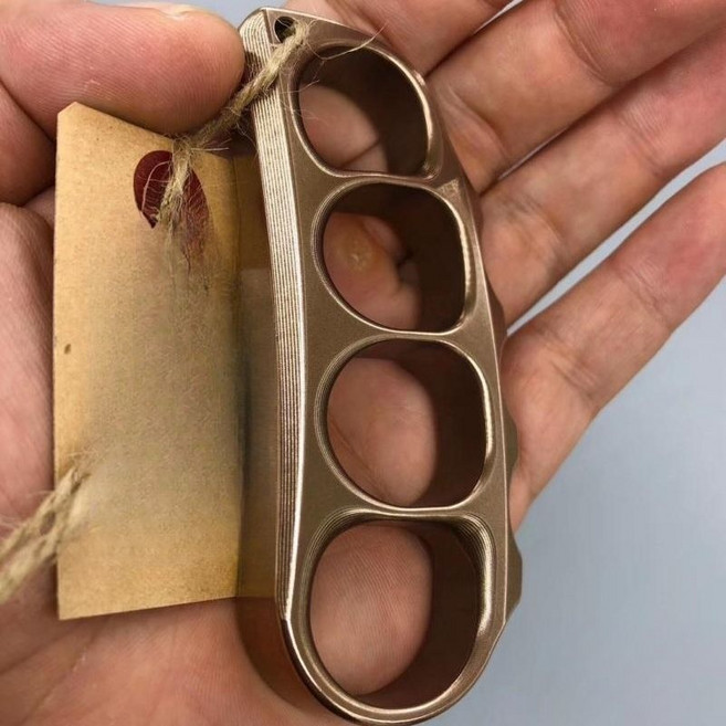 핑거너클 티타늄 버클 합금 주먹 손가락 자기방어 반지 합금의 너클 핑거 버전개 호신용품, 피그빈 브론즈 플레인, 1개, 기본 색상