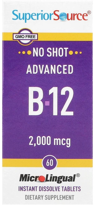 Superior Source 어드밴스드 B-12 2 000mcg MicroLingual® 용해 정제 60정 Source (슈페리어 소스), 1개 - 쿠팡