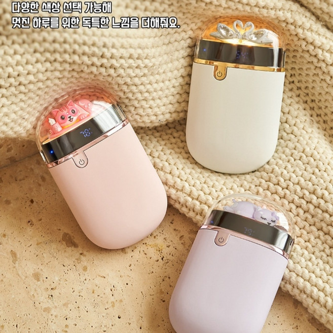Mochae 손난로 2in1 USB 충전식 양면발열 온도조절 미니 휴대용 보조배터리 5000mAh, 자주색