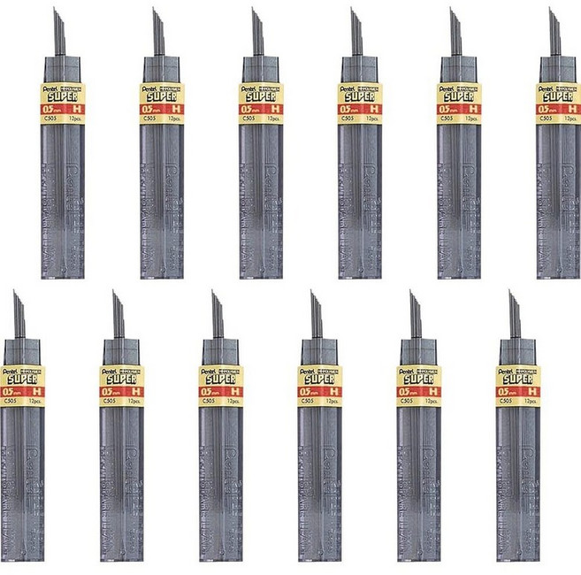 펜텔 슈퍼 하이폴리머 샤프심 리필 0.5 mm 두께 2B 144 피스 (C505-2B)_175321, H 리드_175321