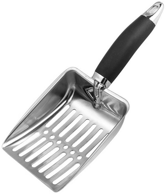 투데이리빙 고양이 화장실 스텐 모래삽 굵은 가는 입자 배변삽 5mm 스테인리스 똥삽 걸이형 깔끔 반려동물 스쿱삽, 1개, 실버