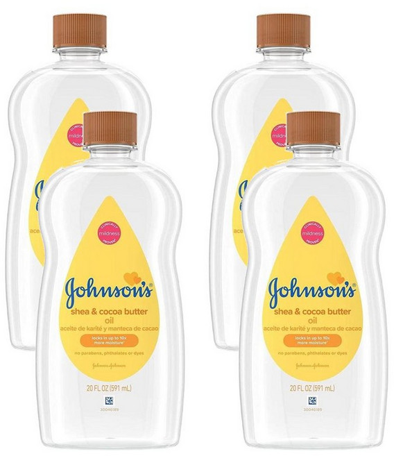 존슨즈 베이비 Johnsons Baby 오일 시어 & 코코아 버터 Oil Shea & Cocoa Butter, 591ml, 4개
