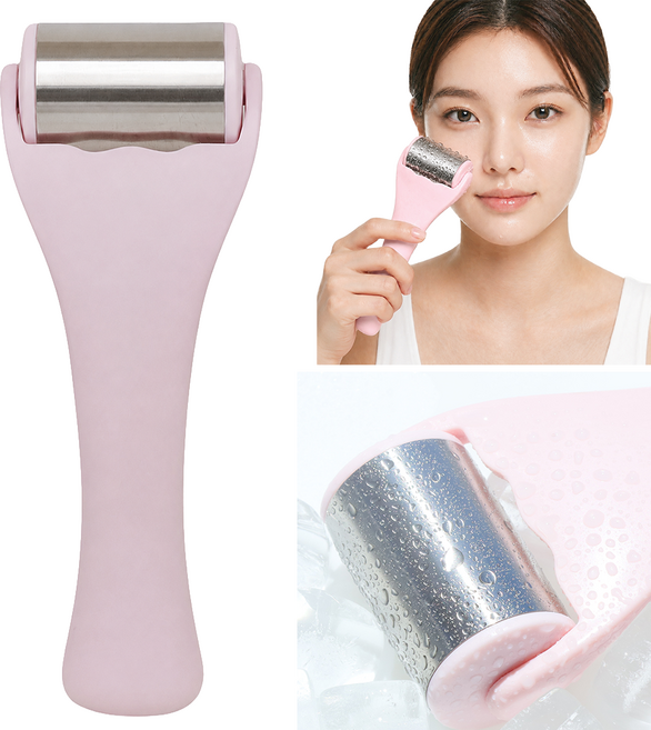 플로우샵 스텐 쿨링 마사지기 아이스 롤러, 1개, 베이비핑크