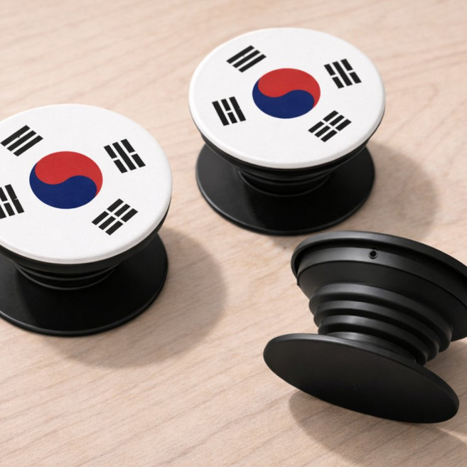 옆집샵 입체 고급 태극기 스마트폰 거치대 차량용 고정 국기 디자인, 1개, 블랙