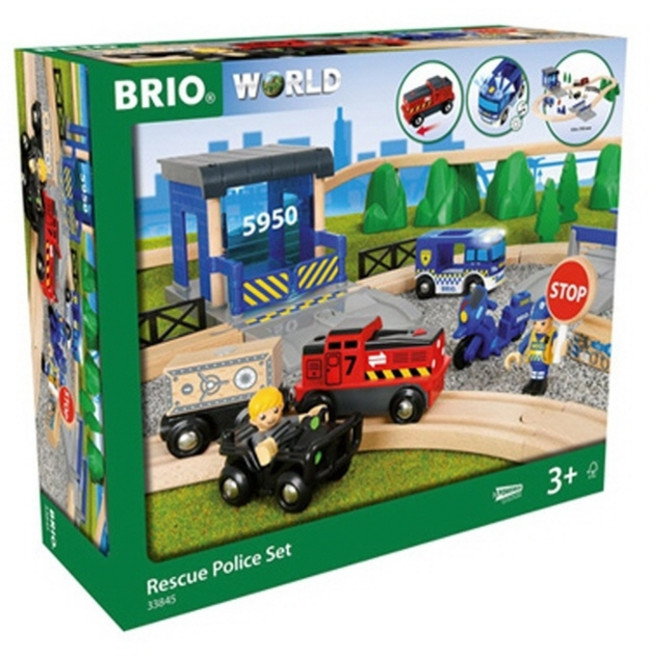 아이큐박스 브리오 33845 경찰 전동 기차 세트-한정판