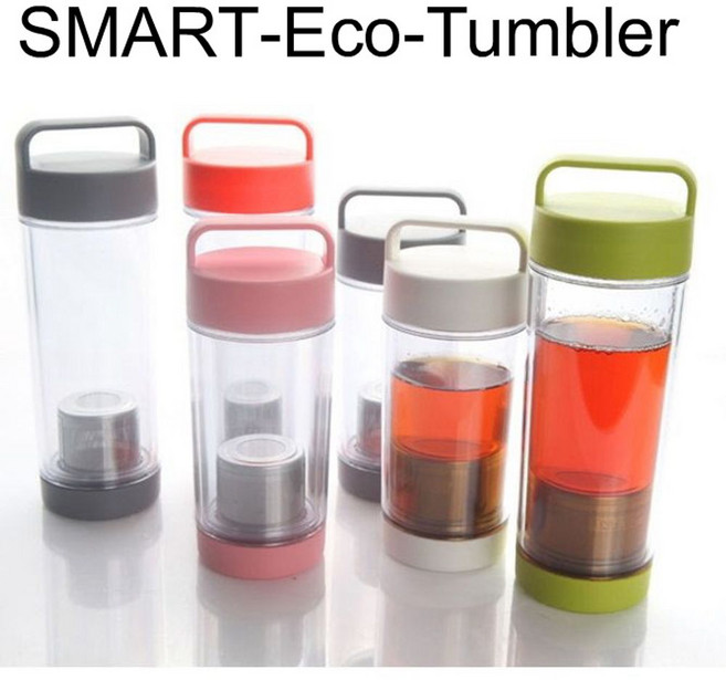 스마트 에코 텀블러 4컬러 2종 택1 물통 물병 보틀, 블랙 380ml, 1개