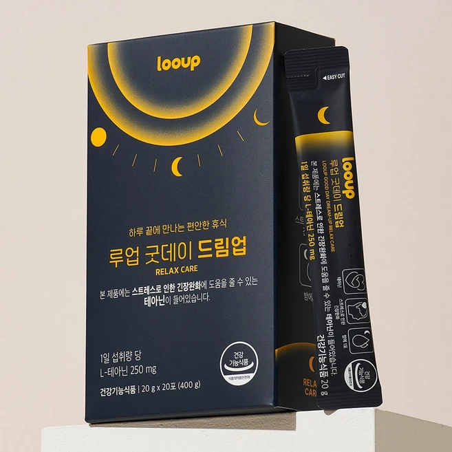 루업 굿데이 드림업 테아닌 액상 스트레스 긴장완화 (부원료 흑하랑상추 식물성멜라토닌 타트체리 감태 가바 아연 마그네슘) 1box(20포), 20개, 20g - 쿠팡