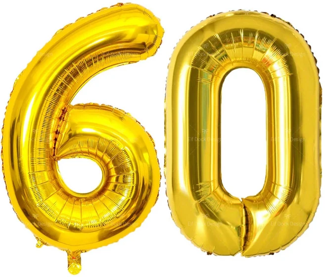 40 인치 큰 숫자 그림 풍선 년 생일 기념일 장식 용품 골드, 01 40인치, 03 Number 60