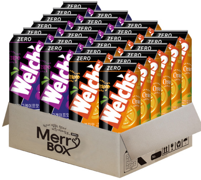 과즙 탄산 세트 2종 웰치스제로 포도12개+웰치스제로 오렌지 12개, 24개