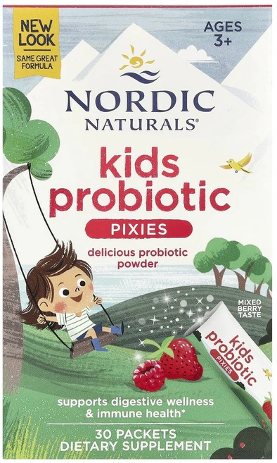 Nordic Naturals 어린이용 프로바이오틱 픽시 만 3세 이상 믹스 베리 맛 30팩 각 1g(0.035oz), NordicNaturals어린이용프로바이오틱픽시만3세이, 30g, 1개 - 쿠팡