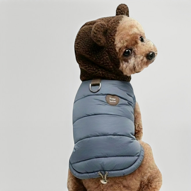 댕키즈 강아지 경량 하네스 방한패딩, 1개, 파스텔블루