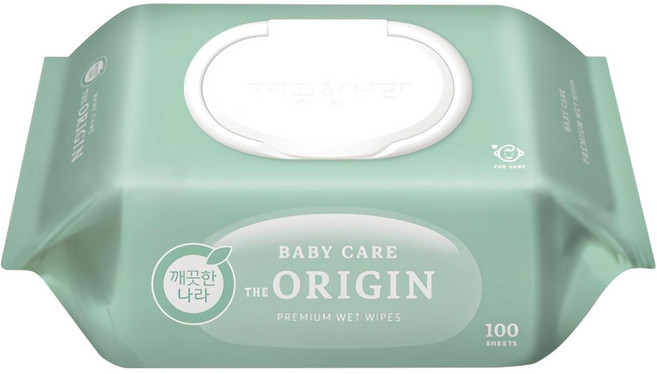 깨끗한나라 베이비 케어 디 오리진 물티슈 캡형, 50g, 100매, 3개