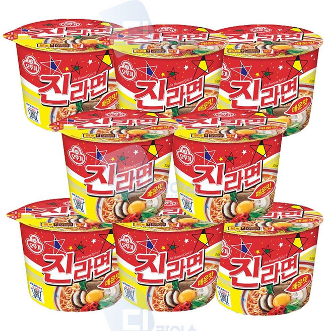 오뚜기 진라면 매운맛 110g 큰컵 8개 컵라면 큰사발 ssf280Qt, 1개