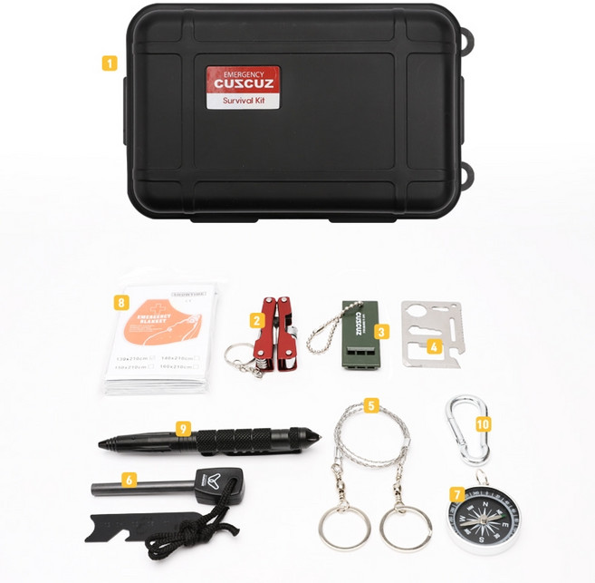 서바이벌키트 생존키트 재난 구호 응급용품 고급형10종세트, 1개