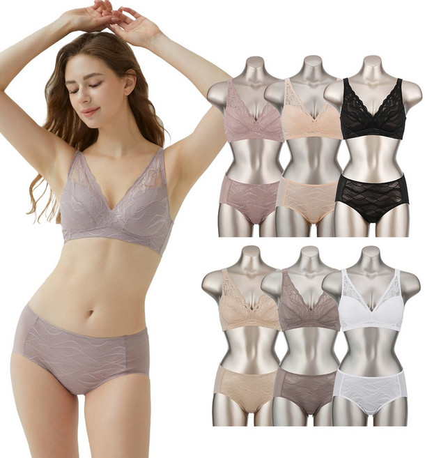 Best 판매 오모떼 올데이 에센셜 노와이어 베이직 여자 속옷 세트 브라 팬티 12종 풀세트