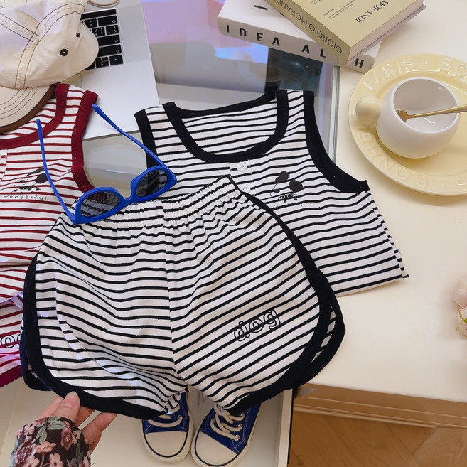 유 아동 주니어 단가라 나시 상하 세트