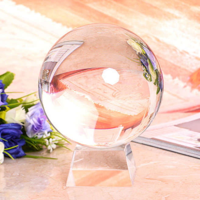 행운공방 풍수지리 크리스탈 수정 유리구슬 K9급 장식 소품 오브제 유리받침 고급 융 증정, 8cm수정유리구슬+유리받침+고급융