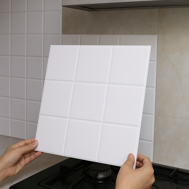 diy 붙이는 타일 3D 접착식 벽타일 올화이트 주방 현관 타일시트지 셀프시공, 정사각(3D올화이트)-10개