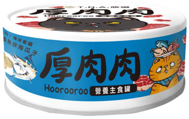 【臭貓動物園】厚肉肉｜營養主食罐 海味旗魚拼海瓜子80g*24罐【整箱組】, 80g, 24個, 海味旗魚拼海瓜子