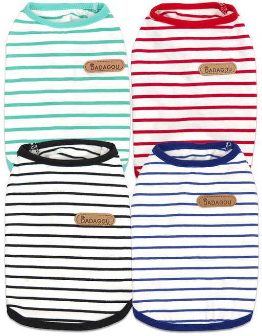 개인싸 강아지옷 스트라이프 사계절 나시 티셔츠, 민트, 1개