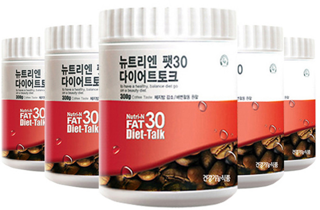 (당일 출고) 뉴트리엔 팻30 다이어트 토크커피 대용량300g 가르시니아 배변 숙변 식이섬유 음료 뱃살, 300g, 5개
