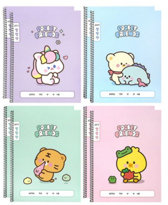 핑크풋 1500 쪼꼬미 친구들 알림장 4종 x 2p 세트, 색상혼합4종, 6세트