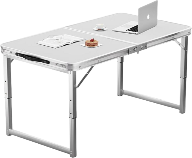 Roomxyd 휴대용 접이식 테이블 캠핑 테이블 대형 야외 캠핑으로 견고하고 수납이 용이함, 흰색