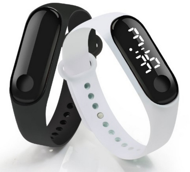 1+1 led 방수 손목시계 어린이 학생 아동 스포츠 2개