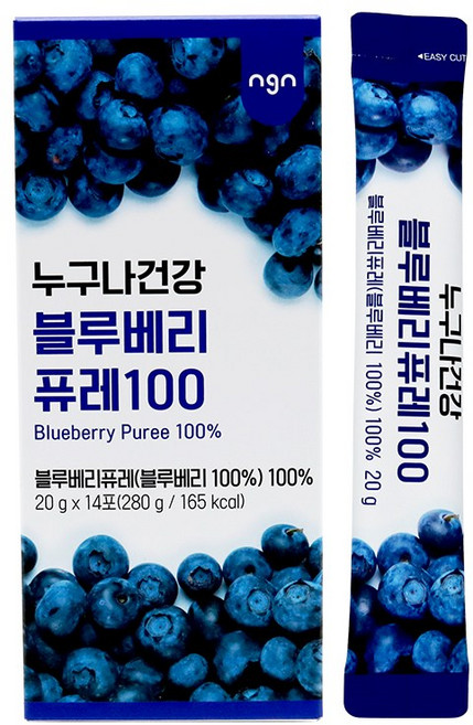 누구나건강 100% 착즙 블루베리 퓨레, 14개, 20g