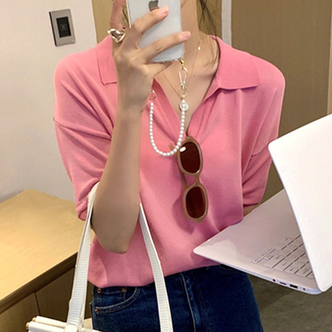 메이킹유 오픈카라넥 반팔 무지 C531노스타니트