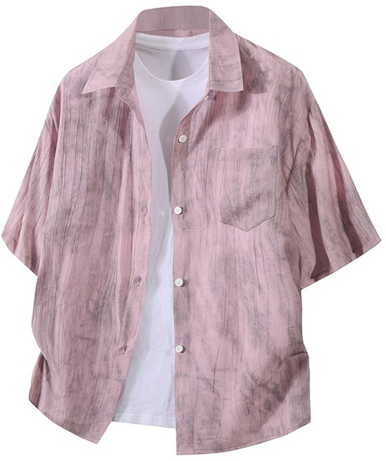 男款短袖夏威夷花襯衫 輕薄透氣 夏季港風復古海邊沙灘襯衣