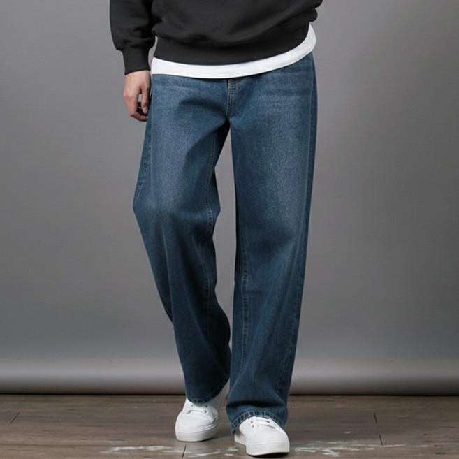 스댕클럽 남성용 난스판 히든밴딩 와이드 데님 팬츠 SKD0617