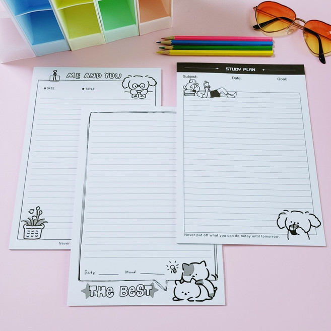 귀여운 노트패드 뜯어쓰는노트 독서 줄노트 떡메모지, 베스트