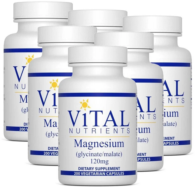 바이탈 뉴트리언츠 마그네슘 글리시네이트 말레이트 120mg 캡슐 Vital Nutrients Magnesium Glycinate Malate, 6개, 200정 - 쿠팡