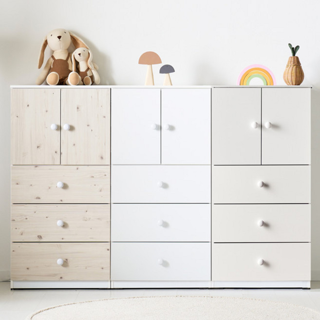 몬스빌리지 COMO 꼬모 스위트 4단 서랍장 베이비장 아기옷장, 화이트