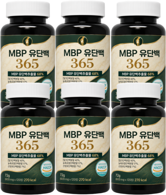 고함량99% MBP 엠비피 유단백추출물 산양유 단백질 /12통 구매 시 뼈엔 mbp 정품 증정 데일업, 6개, 120정
