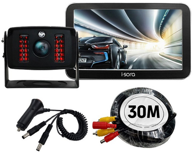 아이소라 소니 207만 화소 적외선 화물차 특장차 후방카메라 풀세트, 카메라+7인치모니터(블랙), Y시거잭+일체형30M