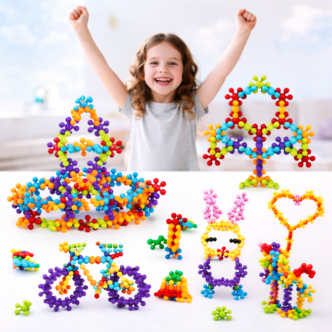 코코유 눈송이 블록 DIY 조립 완구 창의력 학습 교구 302pcs 선물 LMH-03, 1개, 혼합색상