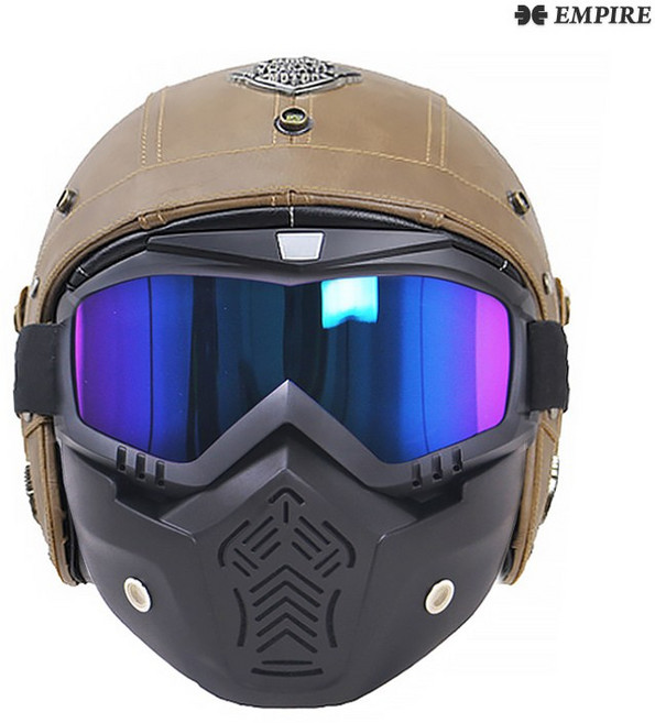 엠파이어 자외선차단 스포츠 고글 오토바이 스키 방풍 스쿠터 빈티지 고글, 고글마스크, 흰색 미러무지개