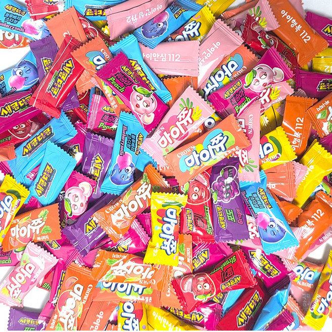 마이쮸 새콤달콤 혼합 190입 세트 ( 새콤달콤 핑크리치 애플망고 써니피치 켄털루프멜론 마이쭈 포도 복숭아 딸기 블루베리소다 ) 개별 포장 젤리 대용량 세트, 190개, 4g