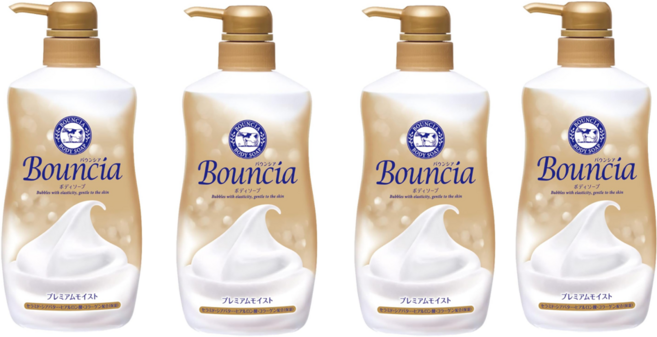 일본 바운시아 바디솝 프리미엄 모이스처 460ml x 4 바디워시 무향 우유비누 촉촉 거품 애인 선물