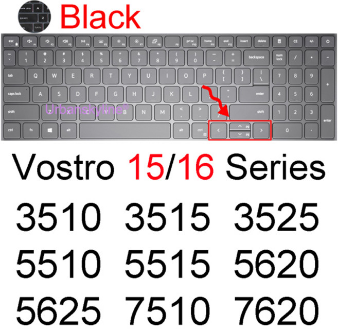 호환 Dell Vostro 16 15 용 실리콘 키보드 커버 3000 5000 7000 3510 3515 3525 5510 5515 5620 5625 7510 노트북 보호 스킨, [02] Black
