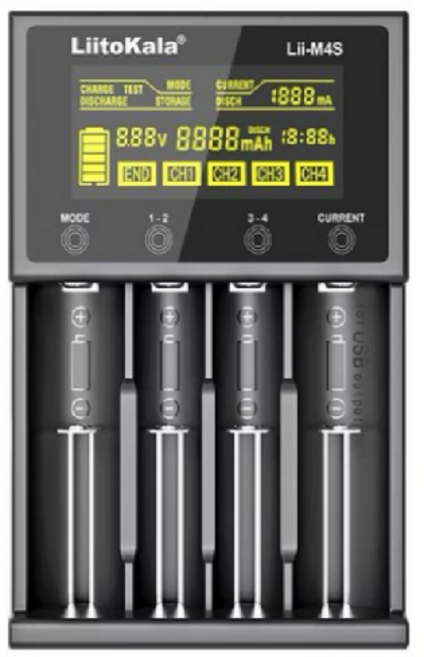 Liitokala Lii-M4S 充電器 18650鋰電池 26650 21700 18500 16340 智能快速充電器, 1個, Lii-M4S觸控式充電器