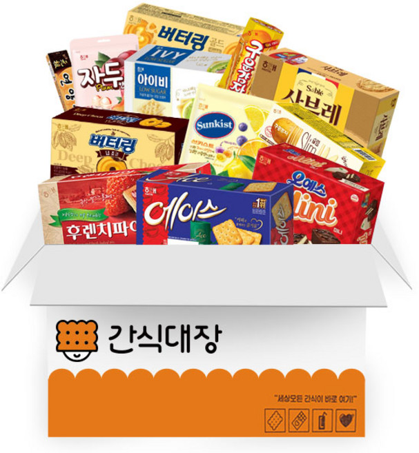 [간식대장] 가성비 해태과자 실속세트 C 후렌치파이 오예스mini 에이스 버터링 딥초코 버터링 골드 썬키스트 캔디 자두캔디 구운감자 슬림 아이비 연양갱 구운감자 사브레, 1개, 가성비 해태과자 실속 C세트 12종
